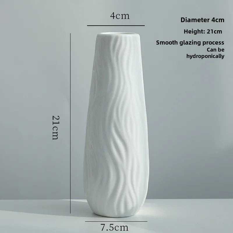 Simple Modern Star Ceramic Vase Ornaments Living Room White Porcelain Fresh Dried Flower Creative Ceramic Flower Set