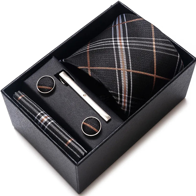 simple style geometric solid color polyester yarn men's cufflinks lavalier tie