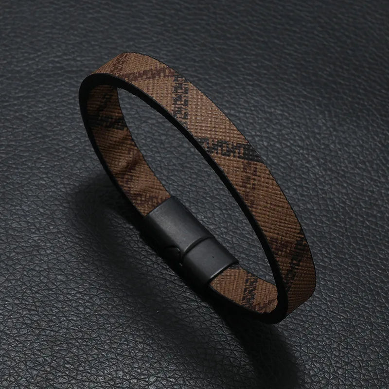 Simple Fashion European and American Style Bracelet Foreign Trade Printed Pattern Stripe Magnetic Buckle Bracelet Yiwu Factory Direct Sales
