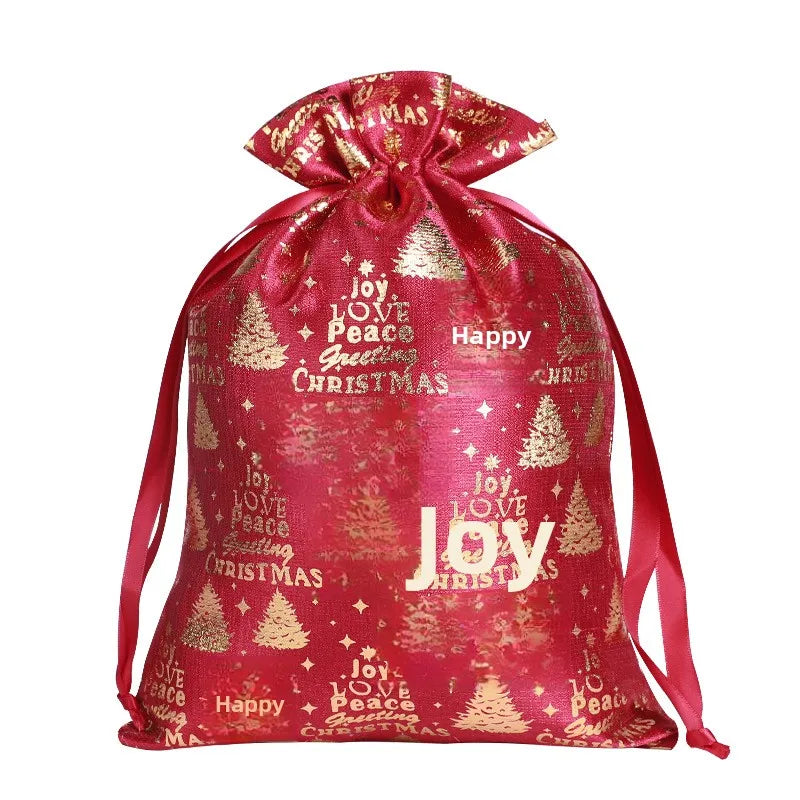 Lina New Christmas Golden Embossed Bamboo Node Cotton Rope Drawstring Gift Storage Bag Chinese Style Gift Packaging