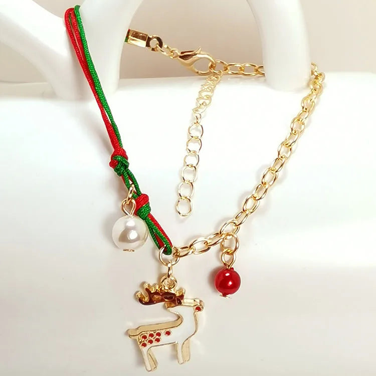 fashion santa claus snowman elk alloy pearl plating women's bracelets 1 piece