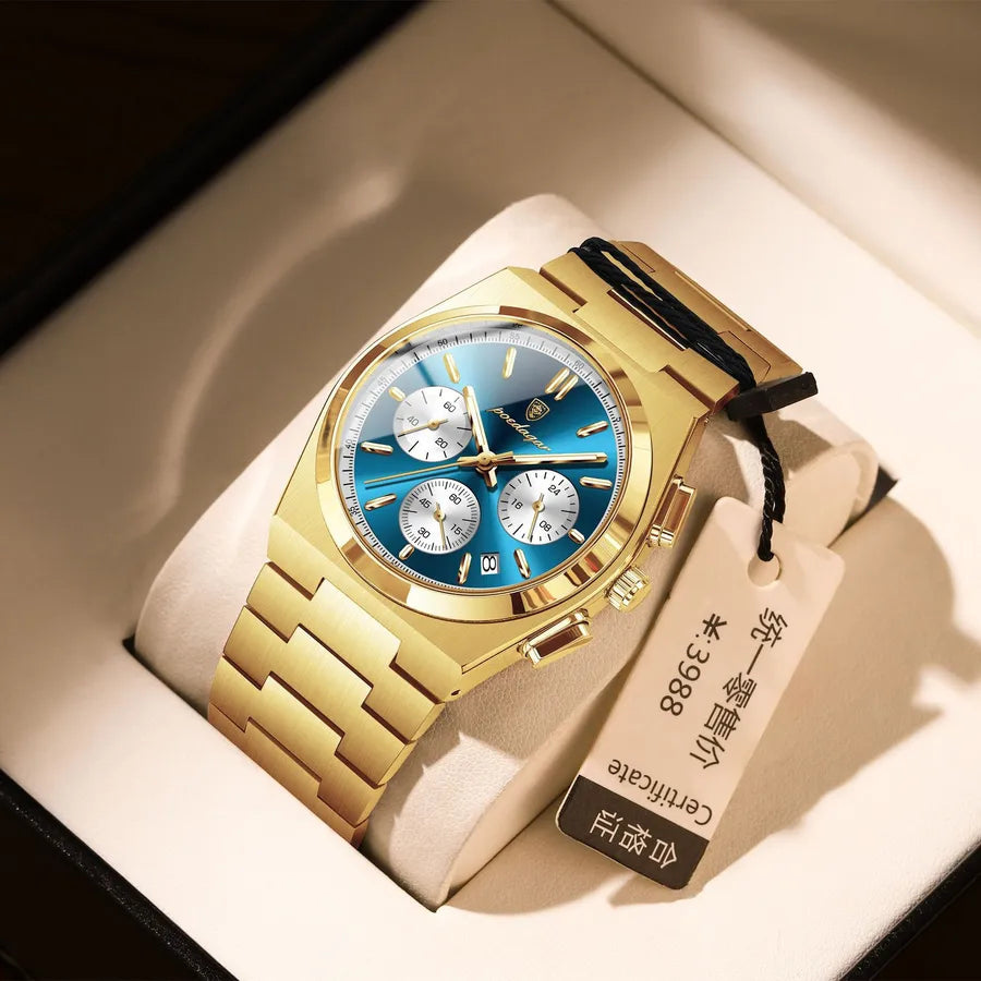 Casual Round Butterfly Double Snap Quartz Men's Watches