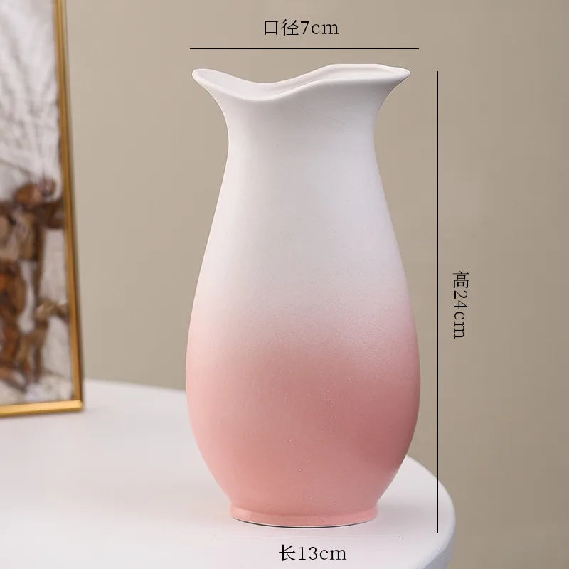 Simple Modern Star Ceramic Vase Ornaments Living Room White Porcelain Fresh Dried Flower Creative Ceramic Flower Set