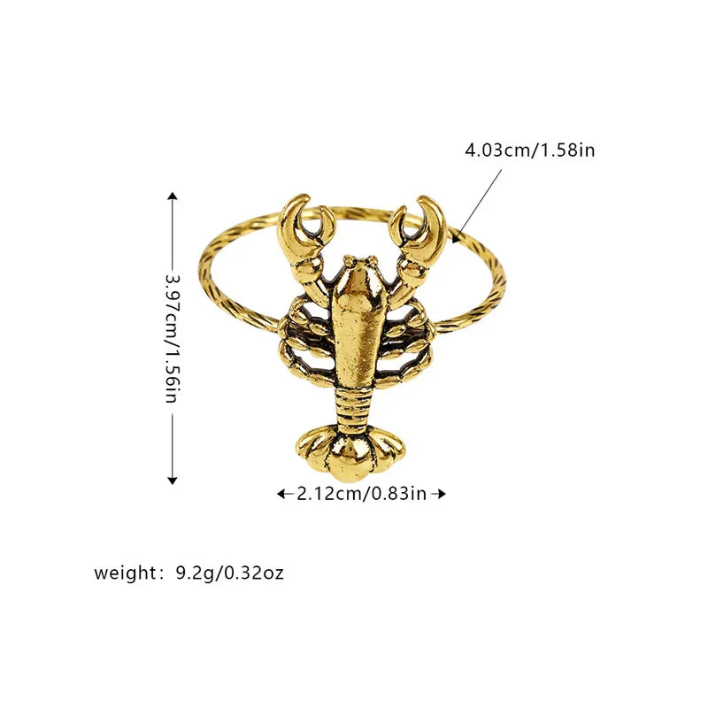 Retro Conch Hippocampus Lobster Alloy Napkin ring 1 Piece
