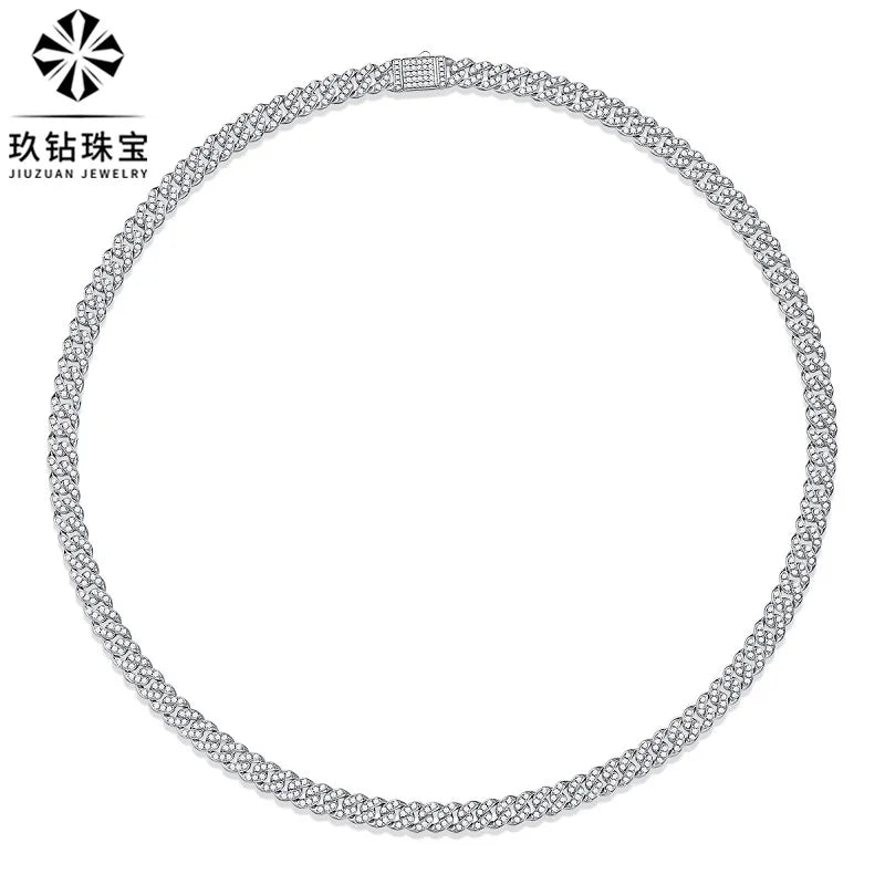 925 Sterling Silver Moissanite Inlay Solid Color Necklace