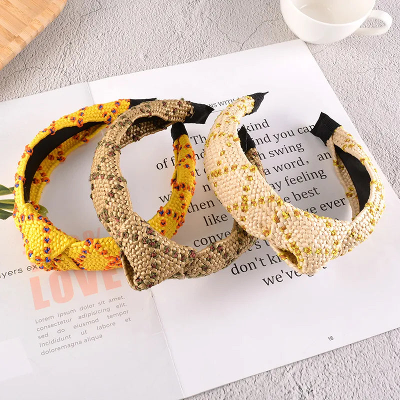 new simple straw braided hair band