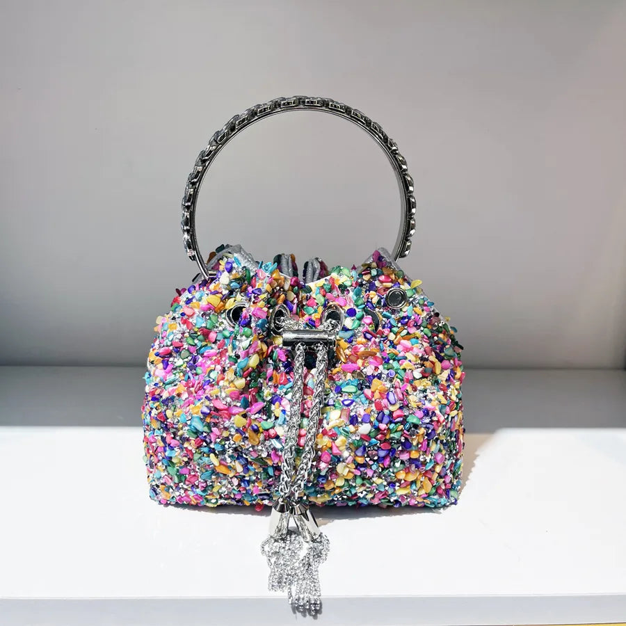 Women's Medium Polyester Solid Color Streetwear Bucket String Bucket Bag