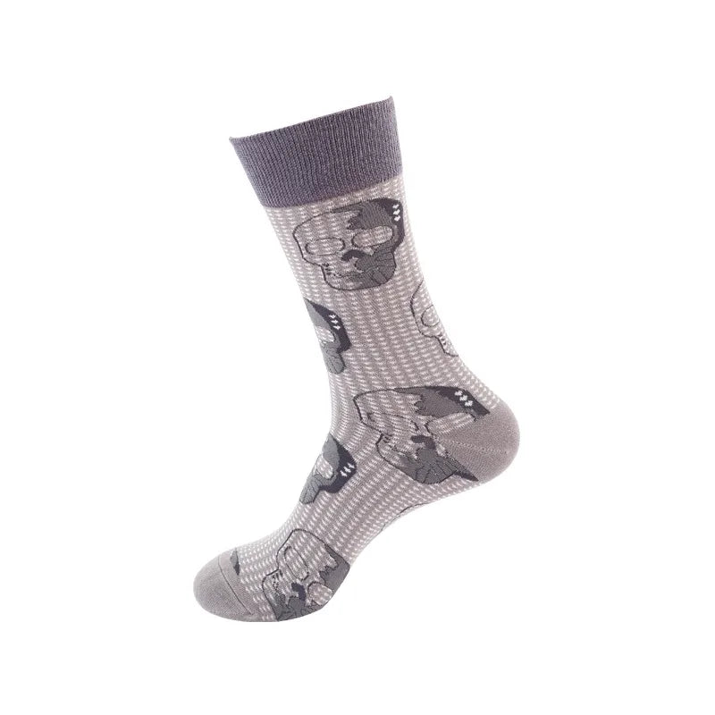 Halloween Modern Style Men's Printing Poached Egg Skull Cotton Ankle Socks A Pair