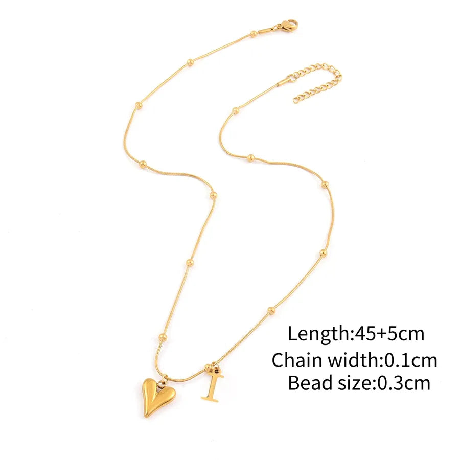 Wholesale Jewelry Elegant Simple Style Classic Style Letter Heart Shape 201 Stainless Steel 304 Stainless Steel snake chain Pendant Necklace