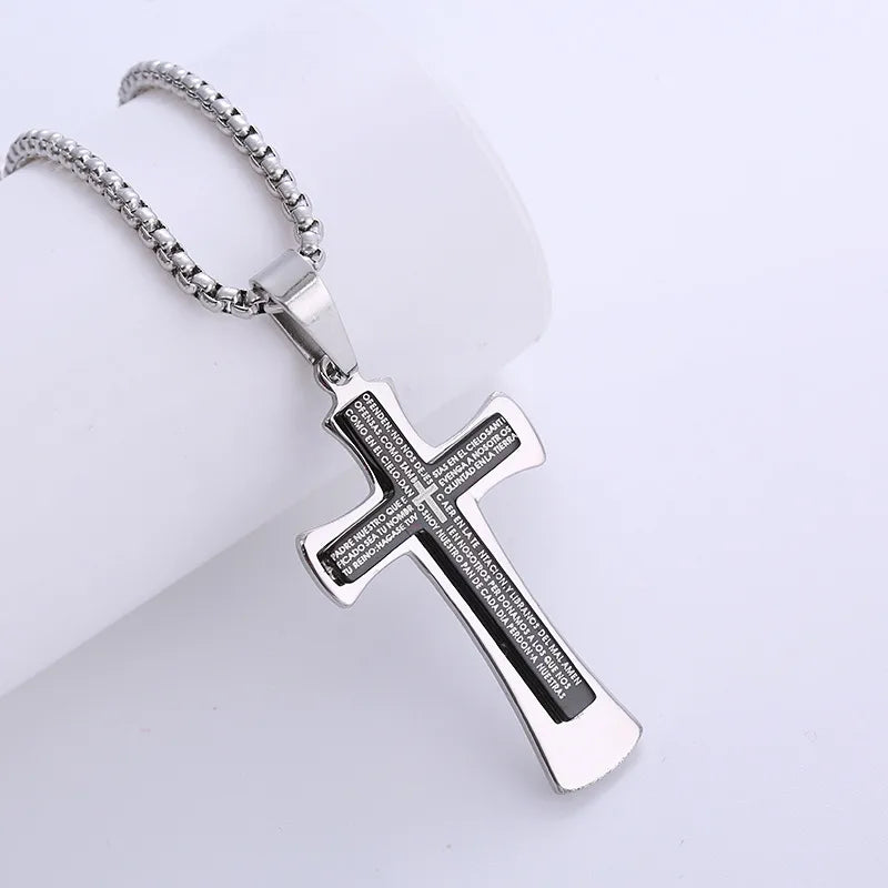 1 piece hip-hop cross stainless steel plating 18k gold plated men's pendant necklace