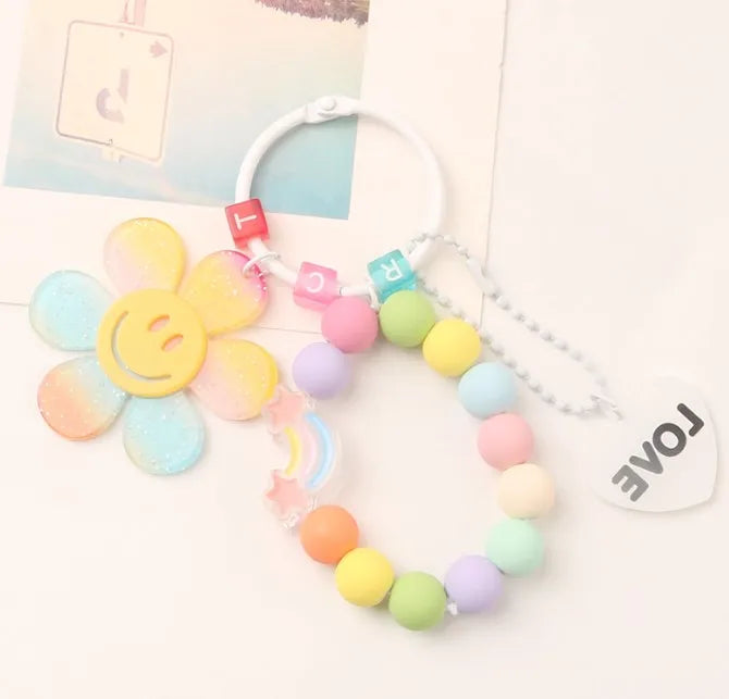 sweet Smile face flower resin women's bag pendant keychain