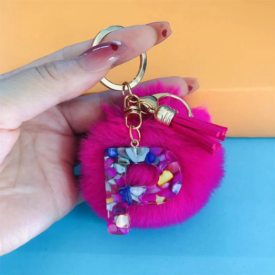 Simple Style Commute Letter Hairball Resin Unisex Bag Pendant Keychain