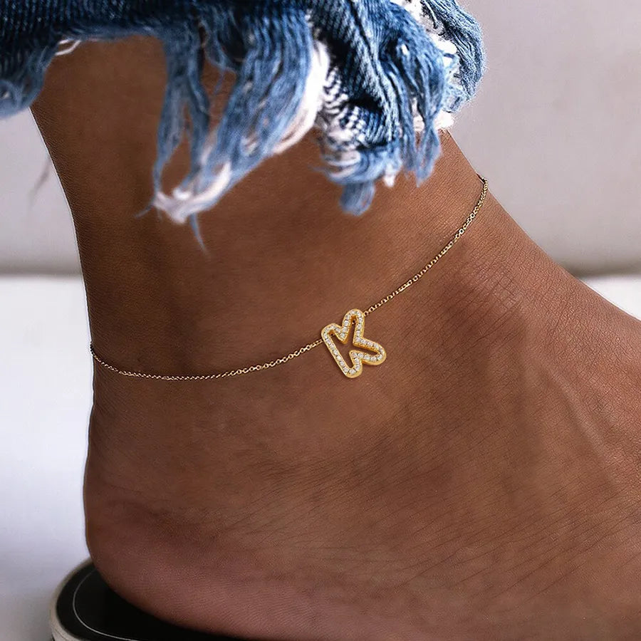 Wholesale Jewelry Elegant Simple Style Classic Style Letter 201 Stainless Steel Copper Zircon Anklet