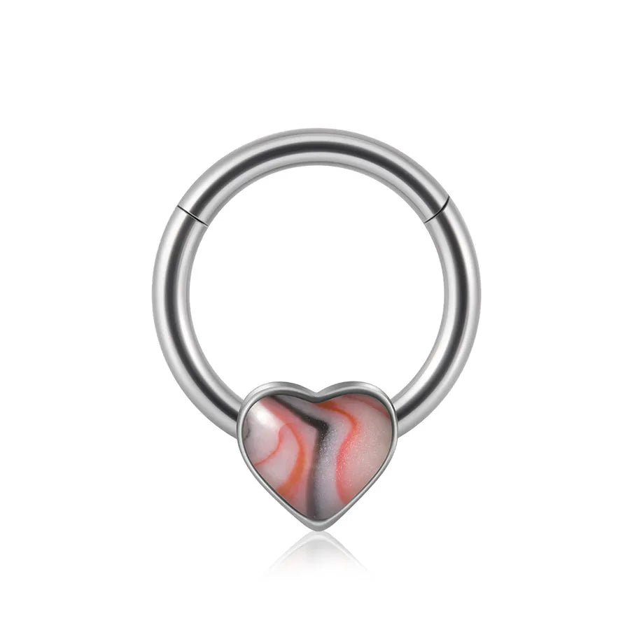 1 Piece Nose Rings & Studs Sweet Star Heart Shape Stainless Steel Plating Synthetic opal Resin Nose Rings & Studs