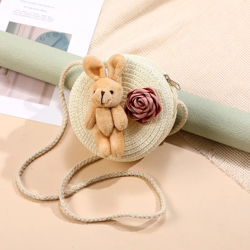 Straw Island Beach Woven Bag Women  New Popular Bag Seaside Straw Bag Cute Kid's Messenger Bag