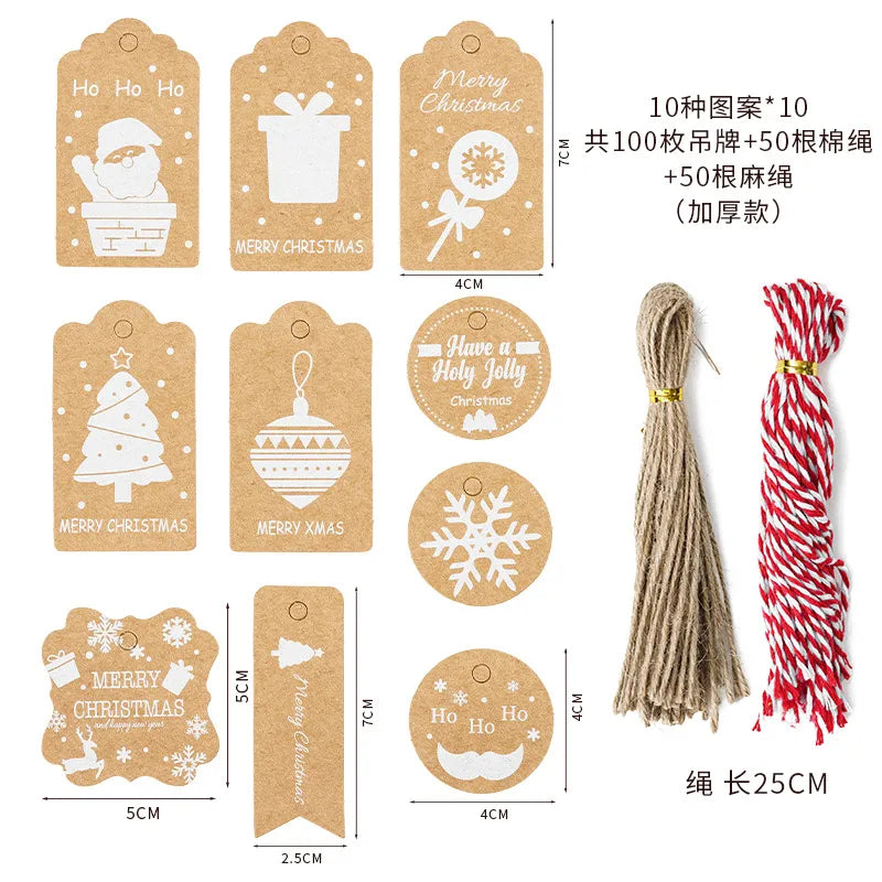 Christmas Fashion Christmas Tree Santa Claus Snowman Kraft Paper Party Hanging Ornaments