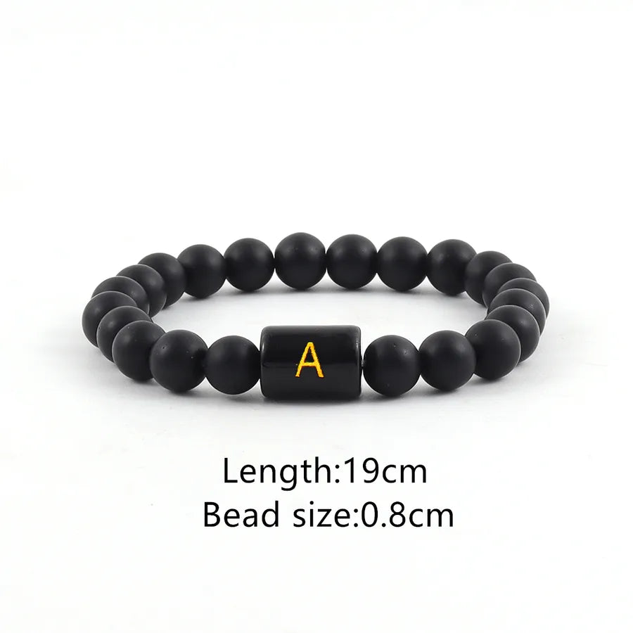 Elegant Vintage Style Simple Style Letter Glass Stone Men's Bracelets Men Beaded Bracelets