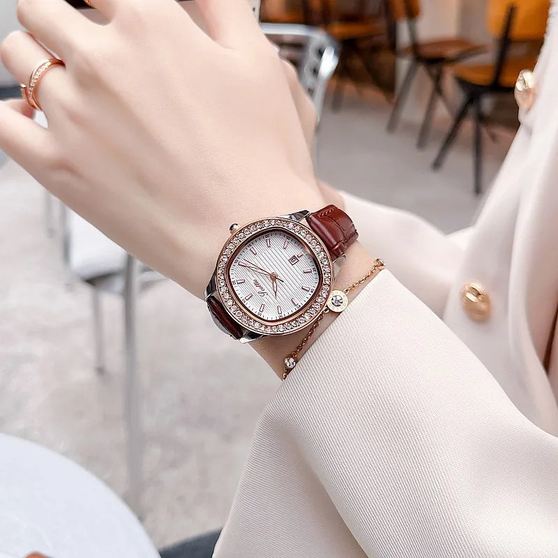 Casual Simple Style Commute Round Double Side Snaps Buckle Quartz Watch