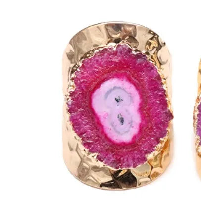 casual irregular agate brass natural stone wholesale open ring