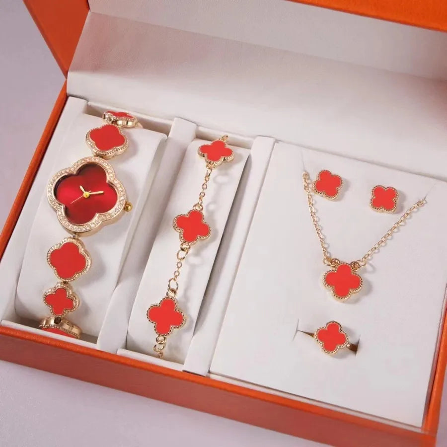Casual Heart Shape Buckle Quartz Watch Jewelry Sets Women's Watches