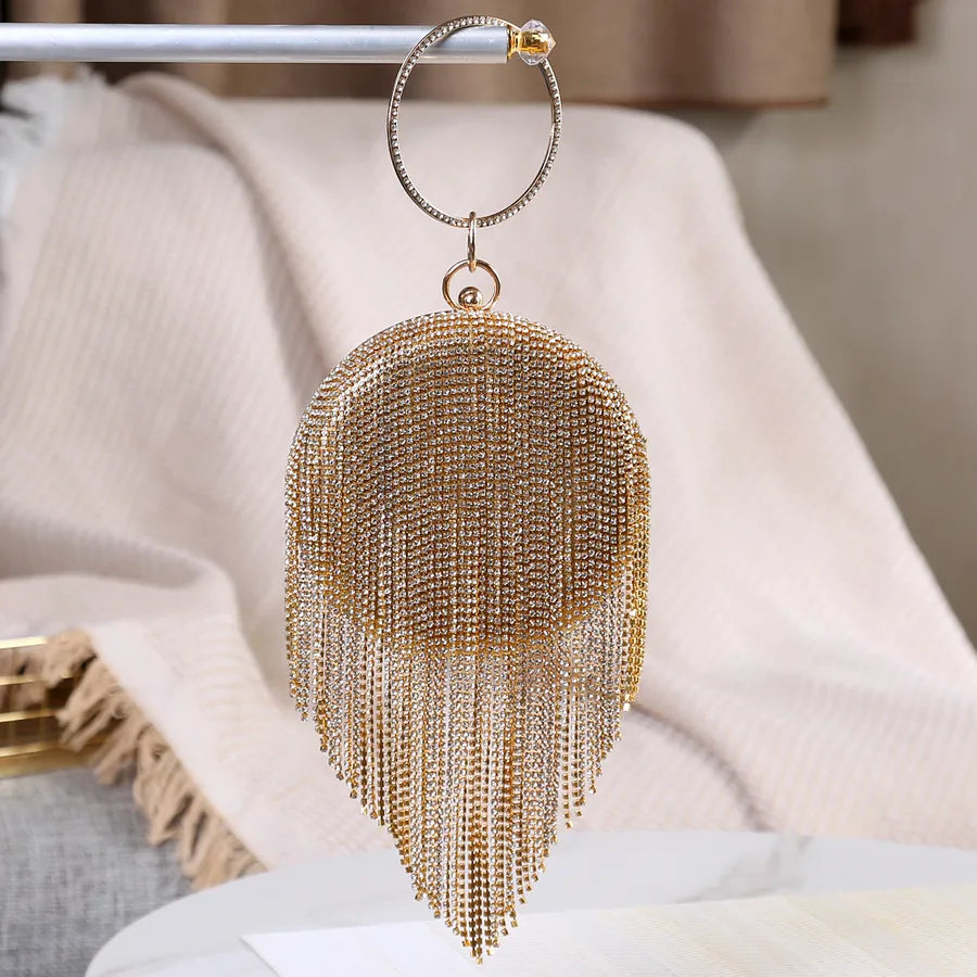 Cloth Solid Color Tassel Round Evening Bags