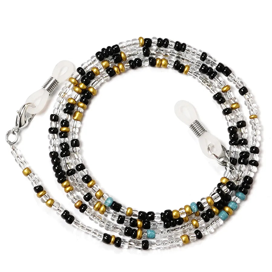 Amazon European and American wind mask chain color beaded chain Women's personality simple glasses chain star face mask rope