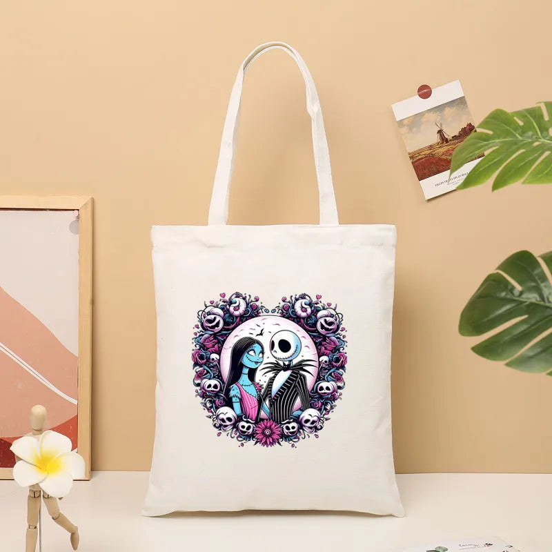 Large Canvas TrickOrTreat Halloween Party Candy Snack Gift Bag Shopping Tote Bag Double Shoulder Strap Retro  Style