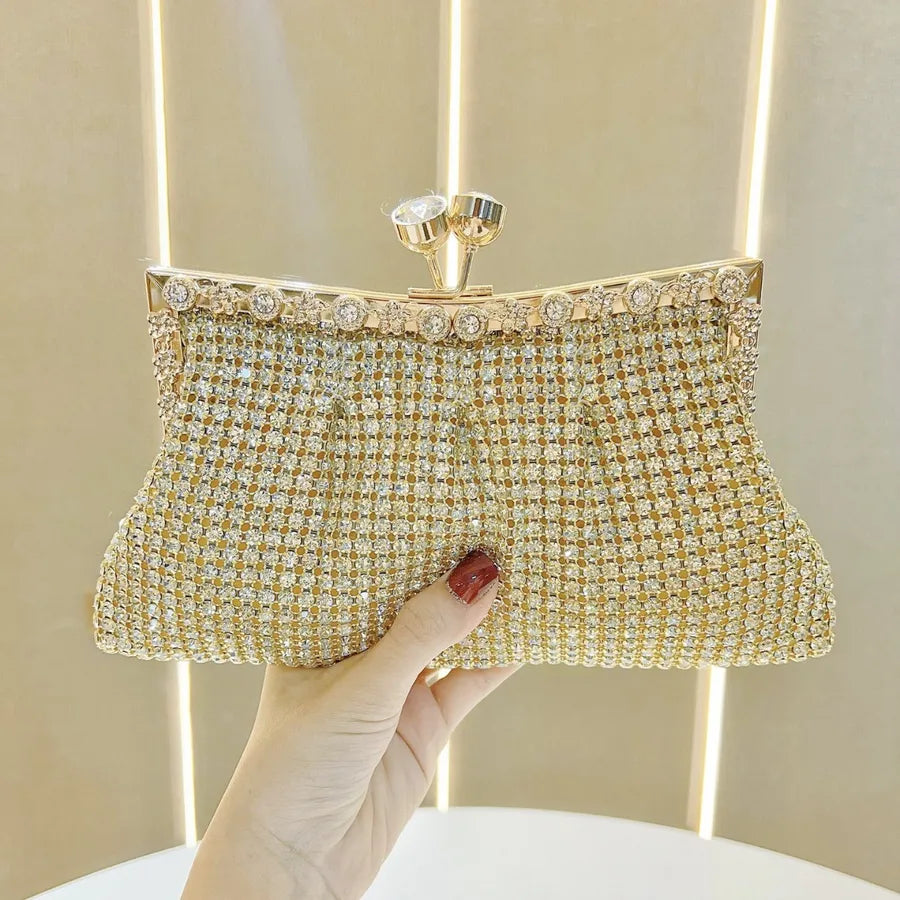 New Retro Luxury Women's Handbag Dinner Clutch Small Shoulder Crossbody Bag Elegant Square Shape Polyester Platinum Bag