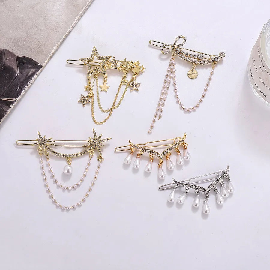 Modern Style Shiny Women's Solid Color Alloy Inlay Crystal Hair Clip