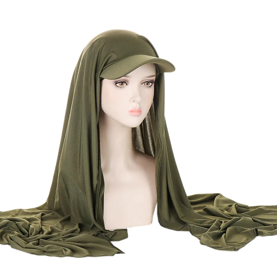 New Style Pure Color Women's Scarf Hat Middle East All-Match Overhead Muslim Headscarf Cap Spring Summer Autumn Winter
