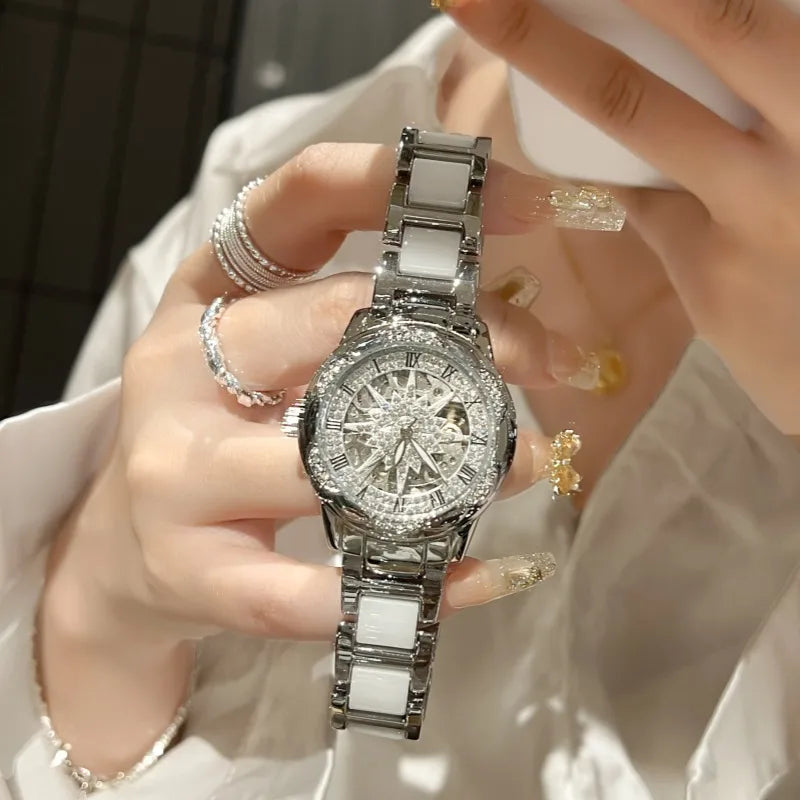 wholesale ladies watch  new explosions ceramic machinery full diamond watch fashion waterproof watch women