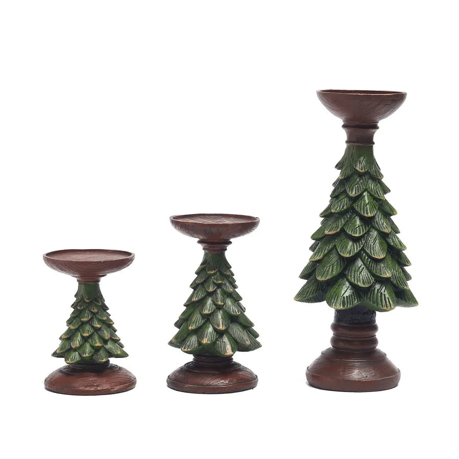 Christmas Retro Christmas Tree Bear Resin Indoor Party Festival candlestick