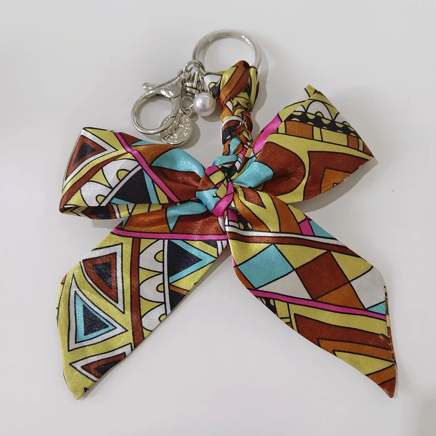 Sweet Simple Style Bow Knot Cloth Metal Unisex Bag Pendant Keychain