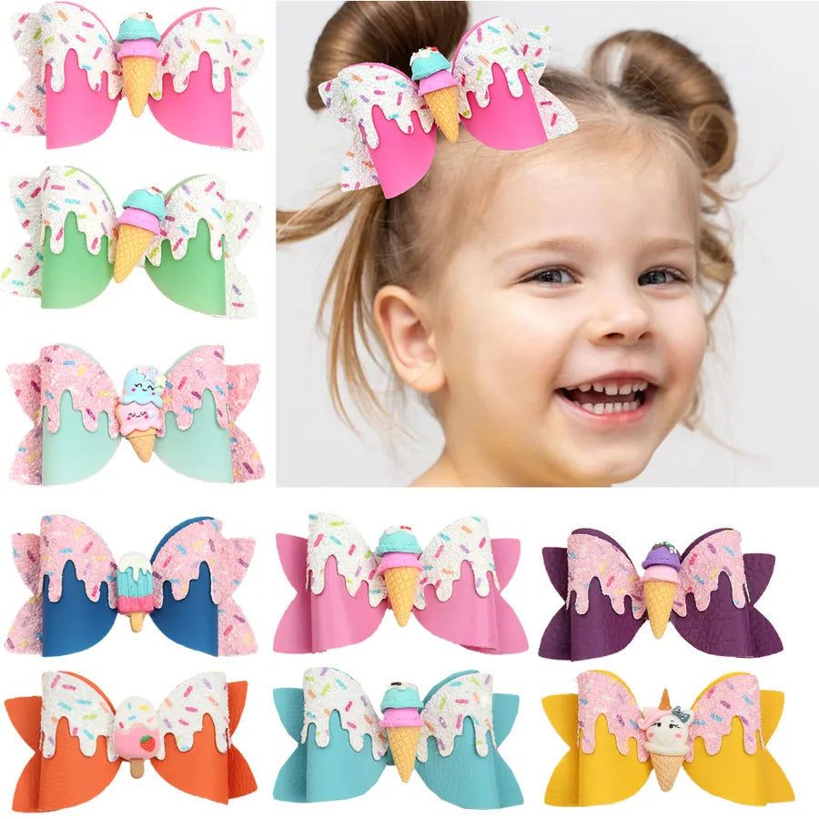 Amazon's New Donut Hairpin Children's Bow Hair Accessories Ice Cream Cream Candy Color Girl Hairpin