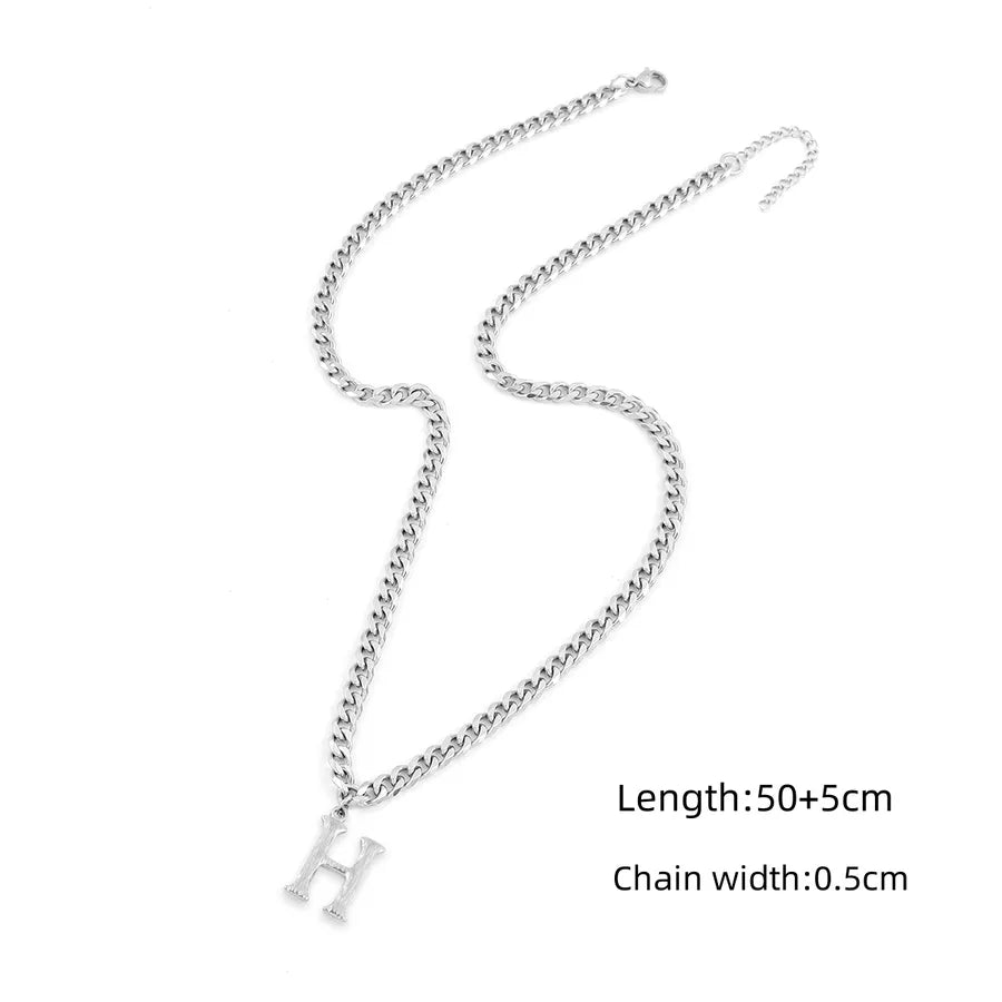 Wholesale Jewelry Modern Style Classic Style Letter 201 Stainless Steel 304 Stainless Steel Pendant Necklace Cuban Link Chain Curb Chain