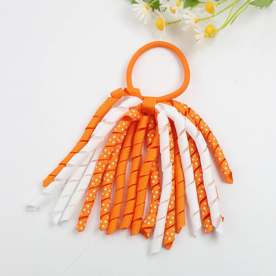 explosions girls' hair accessories wave point printing roll belt head rope rubber band children's accessories long ponytail hair accessories wholesale