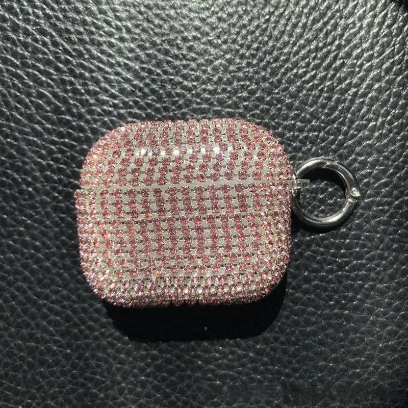 PC Rhinestone Solid Color Shiny Earphone case Phone Accessories