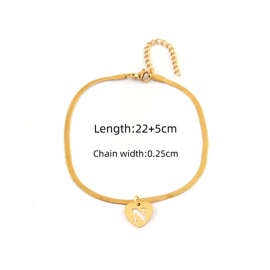 Wholesale Jewelry Elegant Simple Style Classic Style Letter Heart Shape 201 Stainless Steel 304 Stainless Steel Anklet