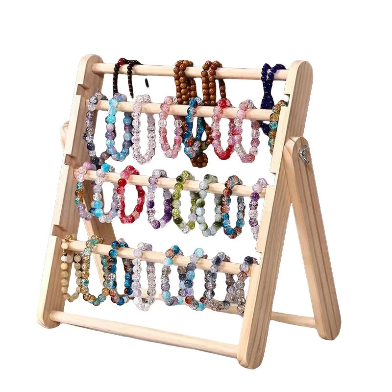Solid Wood Bracelet Jewelry Display Stand Stall Wares Watch Accessory Storage Rack Hair Tie Headband Organizer Holder