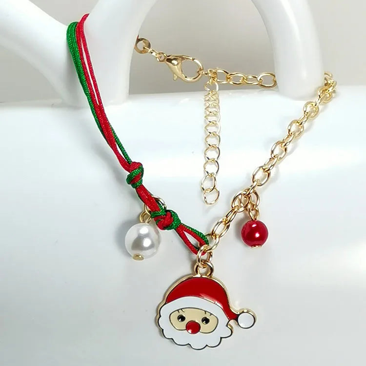fashion santa claus snowman elk alloy pearl plating women's bracelets 1 piece