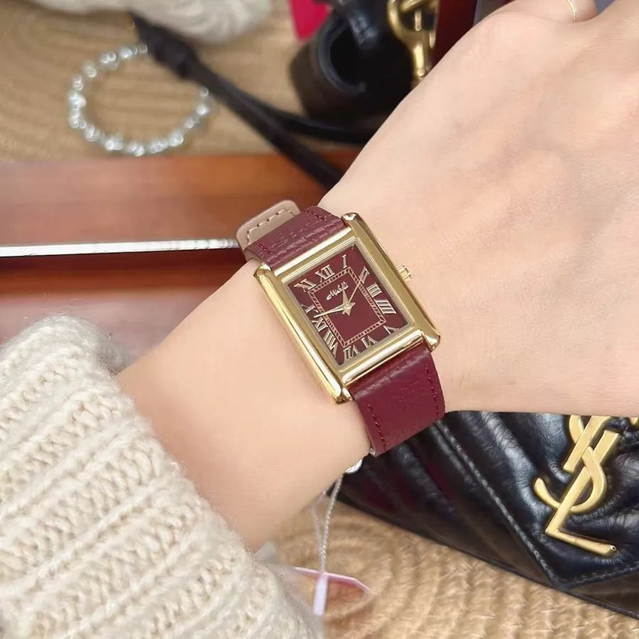 Elegant Solid Color Buckle Quartz Watch Women's Watches