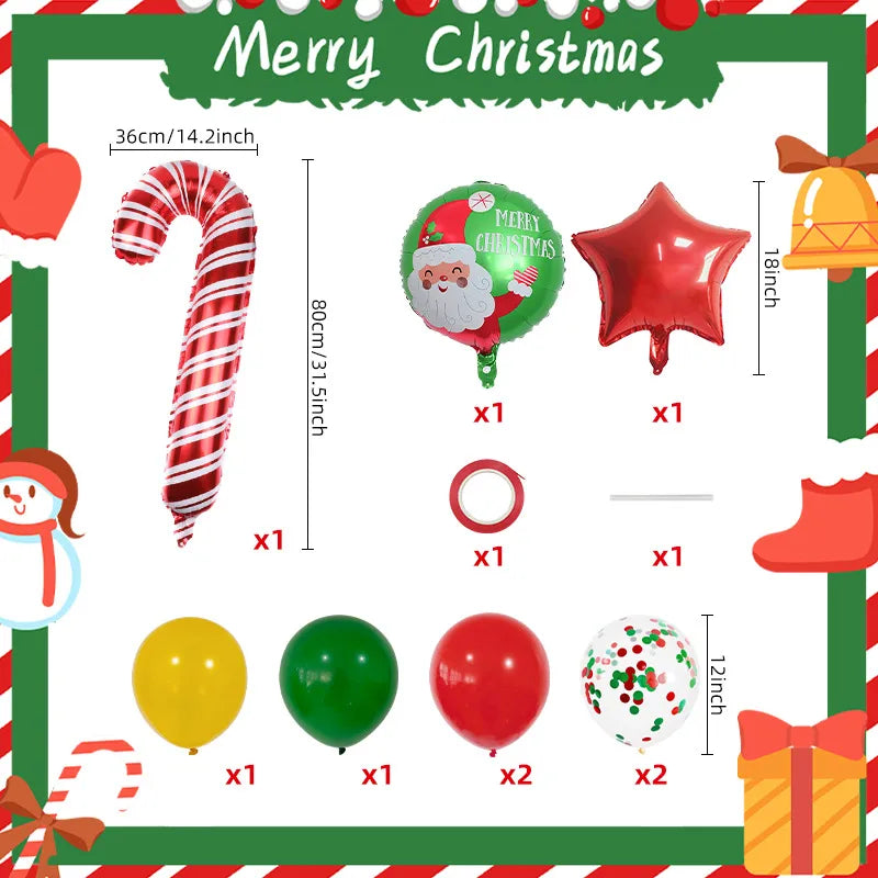 Christmas Nordic Style Cute Modern Style Christmas Tree Santa Claus Letter Aluminum Film Christmas Party Festival Balloons