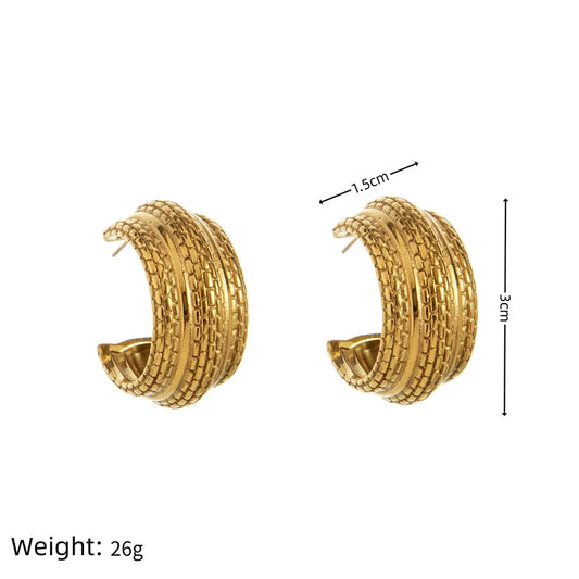 1 Pair Casual Streetwear Texture Plating 304 Stainless Steel 18K Gold Plated Gold Plated Ear Studs