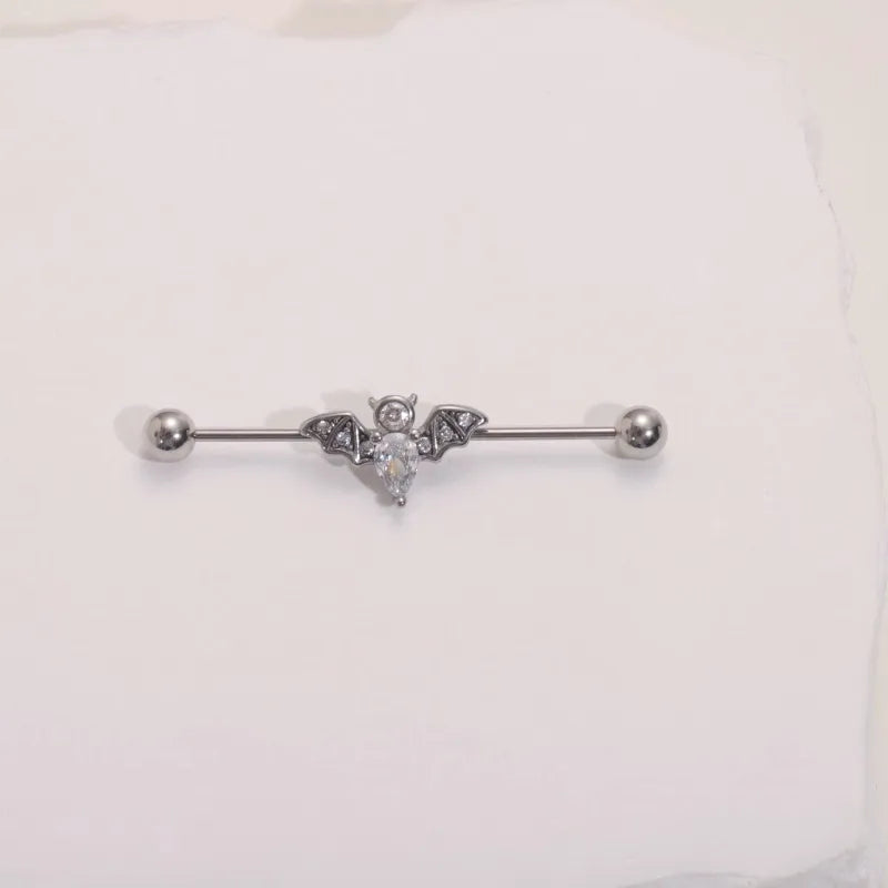1 Piece Ear Cartilage Rings & Studs Casual Hip-Hop Punk Cross Wings Snake 316L Stainless Steel  Polishing Inlay Zircon Ear Cartilage Rings & Studs