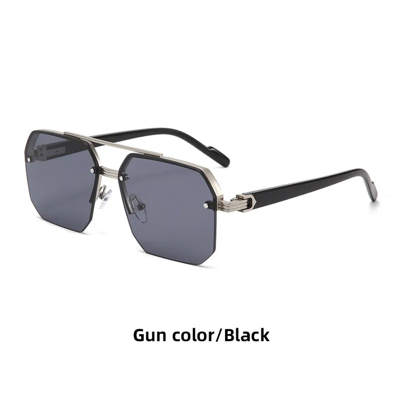 Retro Streetwear Solid Color Pc Square Half Frame Men's Sunglasses