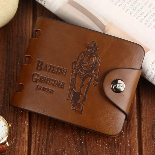 New Men's Short wallet Vintage  wallet Large Capacity Buckle wallet Factory Direct for  Exclusive
