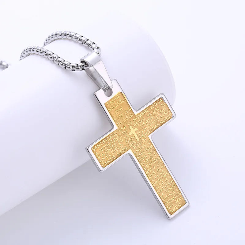 1 piece hip-hop cross stainless steel plating 18k gold plated men's pendant necklace