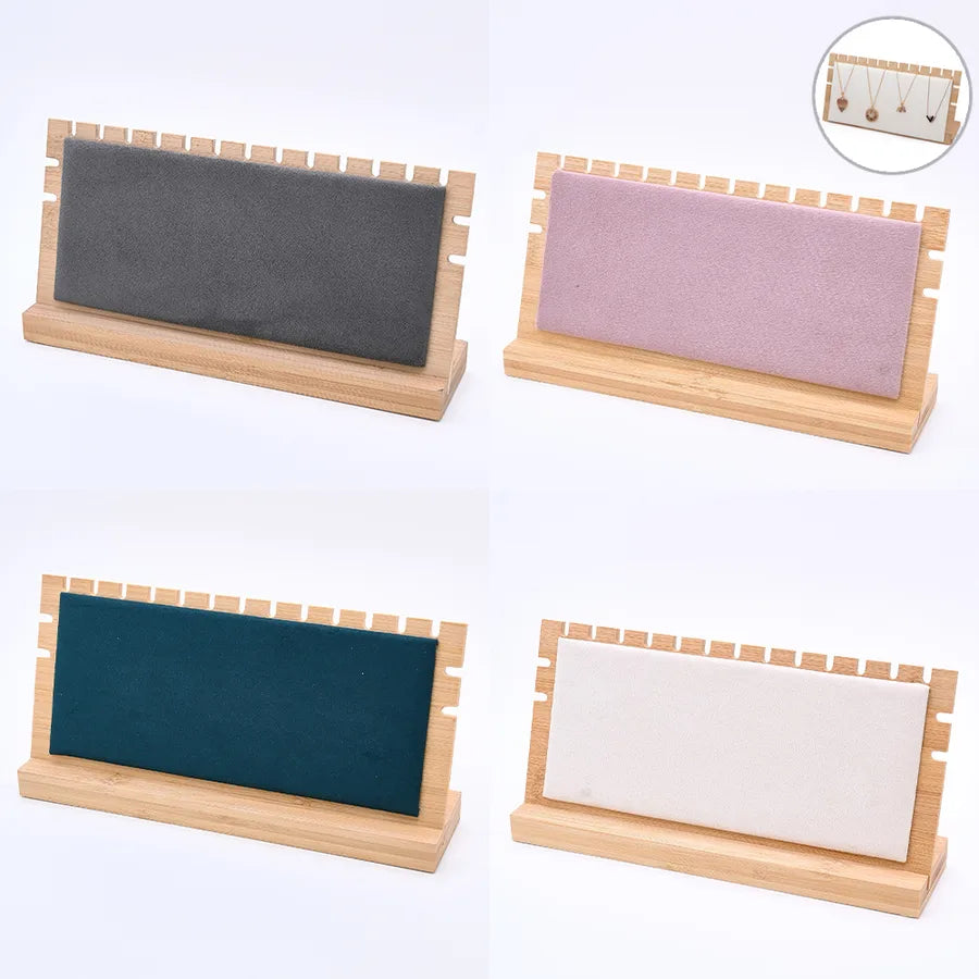 1 Piece Bamboo Flannel Handmade Simple Style Rectangle Jewelry Display Jewelry Rack