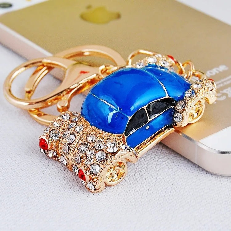 cute car metal diamond women's bag pendant keychain