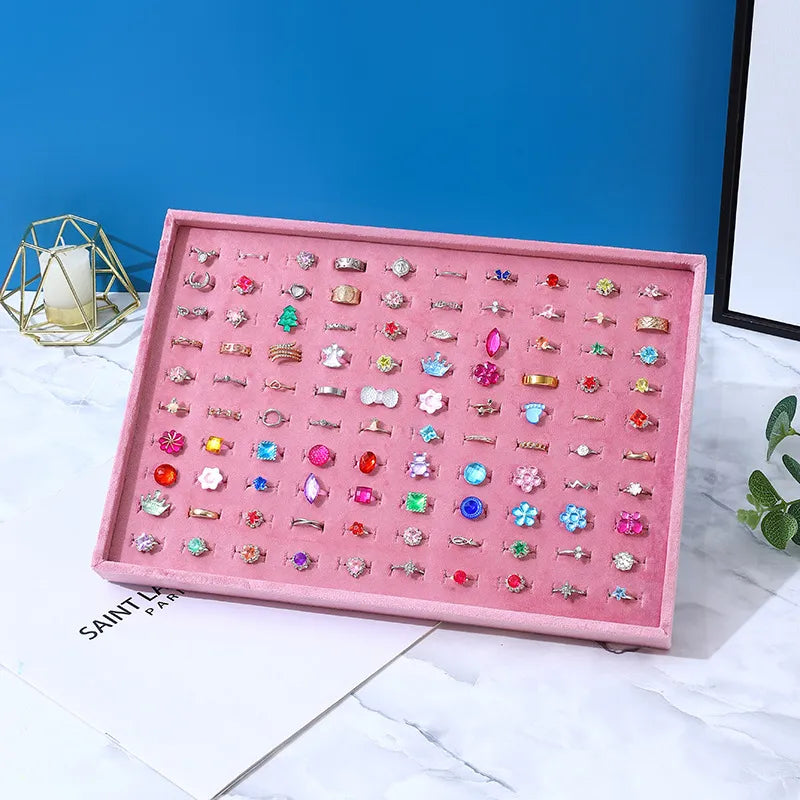 Casual Rectangle solid wood Flannel Jewelry Display Jewelry Rack